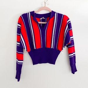 Vintage Elmar California Stripe Bold Crop Sweater XS